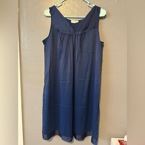Vintage Vanity Fair Navy Blue Nylon Sleeveless Nightgown Size Medium